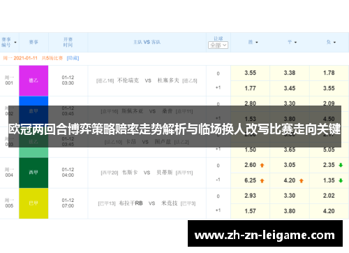 欧冠两回合博弈策略赔率走势解析与临场换人改写比赛走向关键